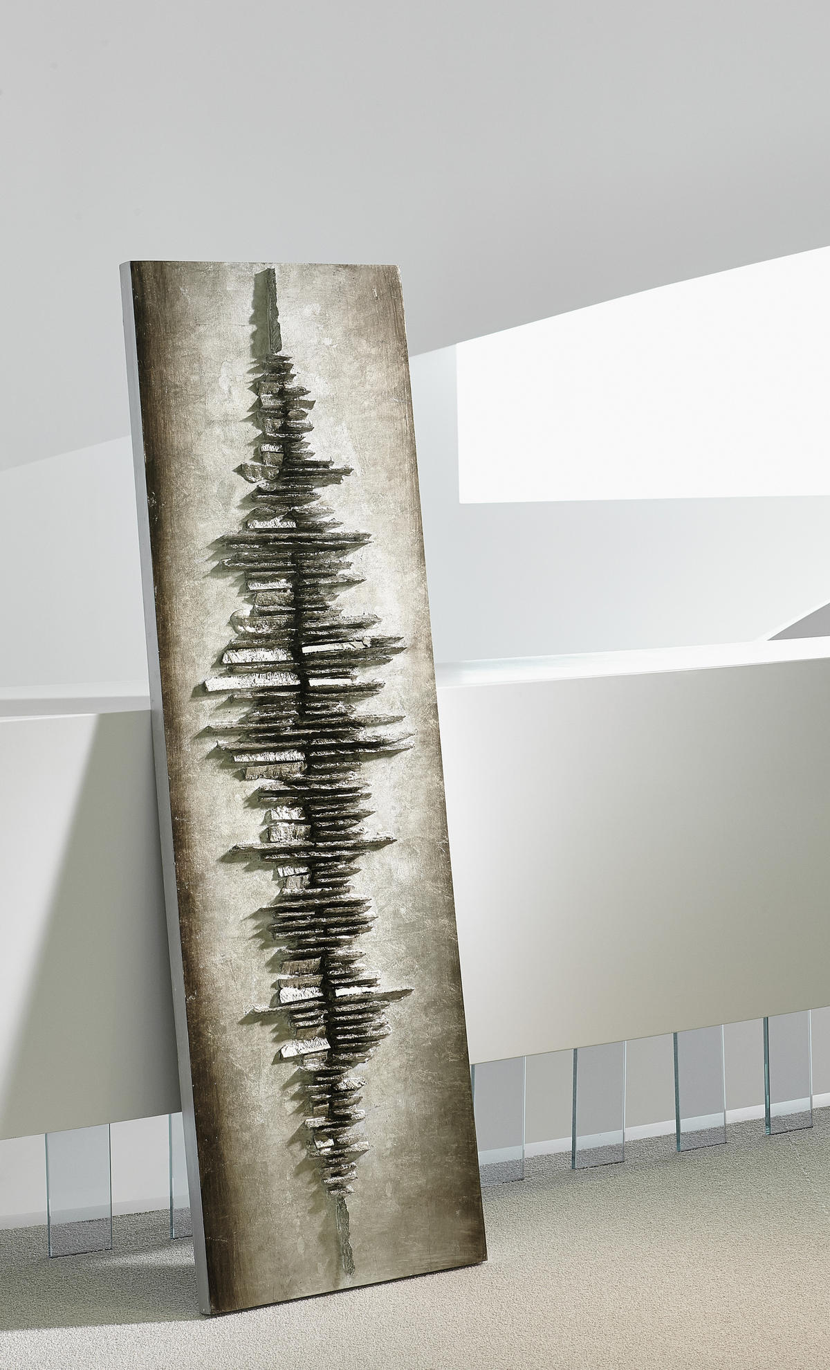OBJEKTBILD Abstraktes  - Platinfarben/Silberfarben, Design, Holz (180/60/7,5cm) - Monee