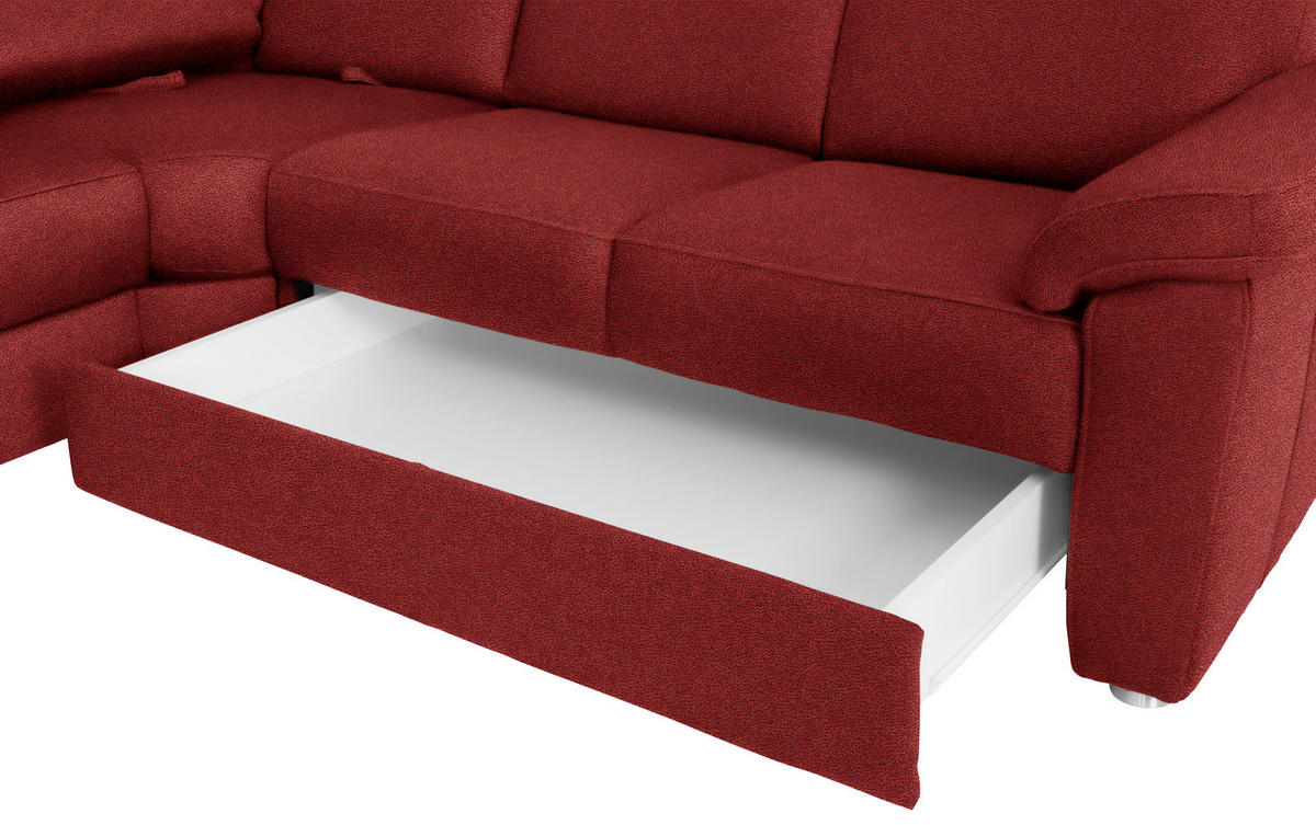 WOHNLANDSCHAFT in Flachgewebe Rot  - Chromfarben/Rot, Konventionell, Textil/Metall (163/330/240cm) - Beldomo System