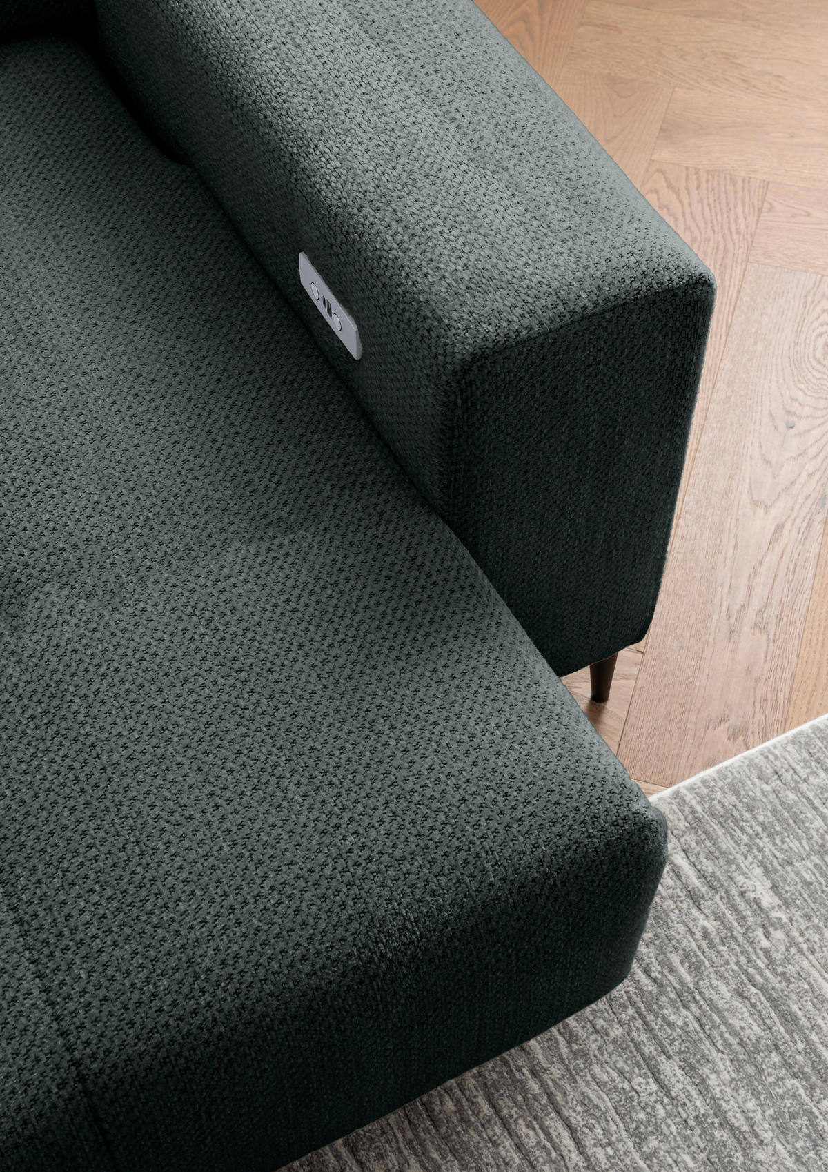 ECKSOFA Chenille Dunkelgrün  - Dunkelgrün/Schwarz, Basics, Textil/Metall (183/250cm) - Livetastic