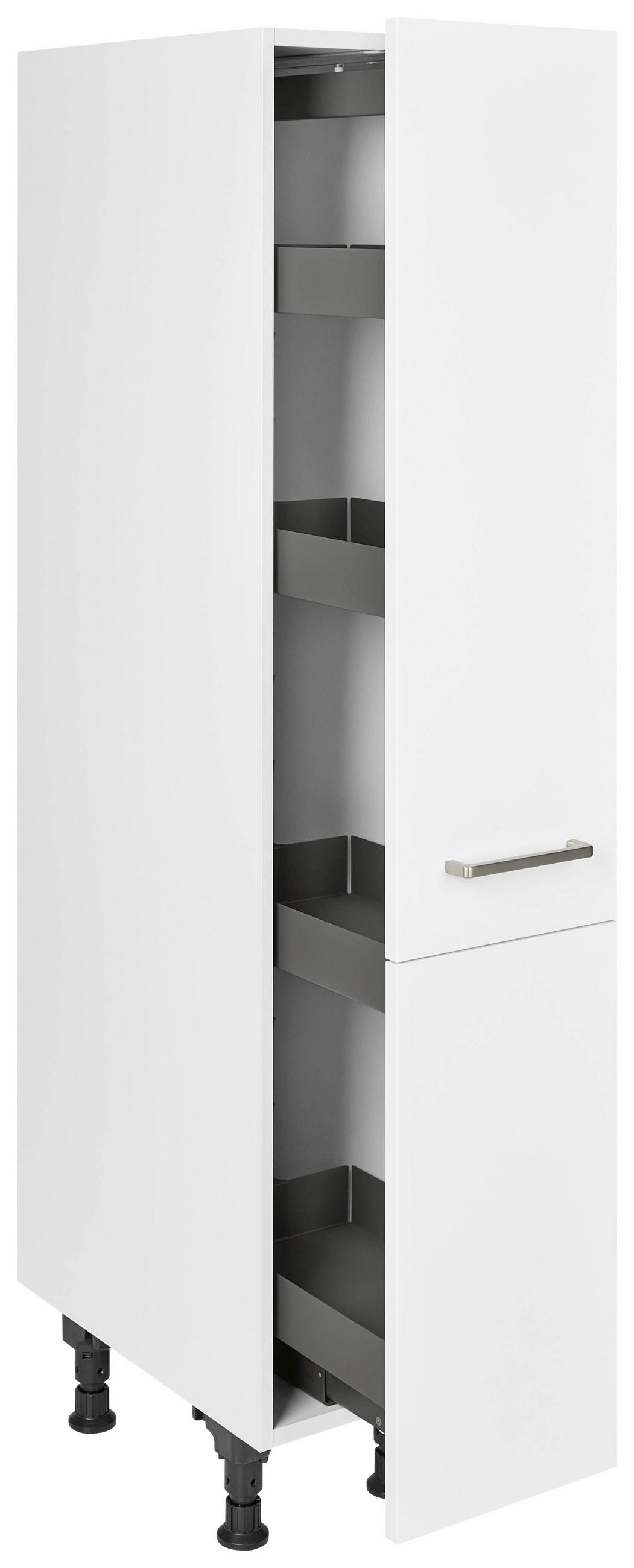 APOTHEKERSCHRANK 30/168/58 cm  in Weiß  - Edelstahlfarben/Weiß, MODERN, Holzwerkstoff/Metall (30/168/58cm) - Nobilia