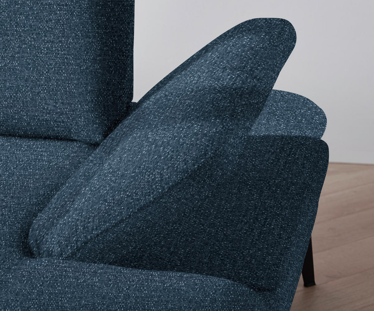 ECKSOFA in Webstoff Blau  180/289 cm  - Blau/Schwarz, Design, Textil/Metall (180/289cm) - Stylife