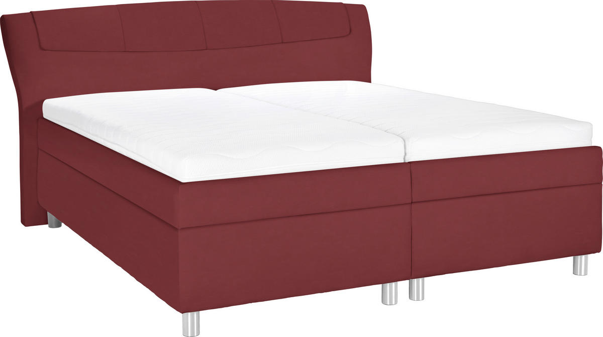 POLSTERBETT Matratze, gepolstertes Kopfteil, Lattenrost, Bettkasten, motorische Verstellbarkeit 180/200 cm  in Rot  - Silberfarben/Rot, KONVENTIONELL, Holz/Textil (180/200cm) - Esposa