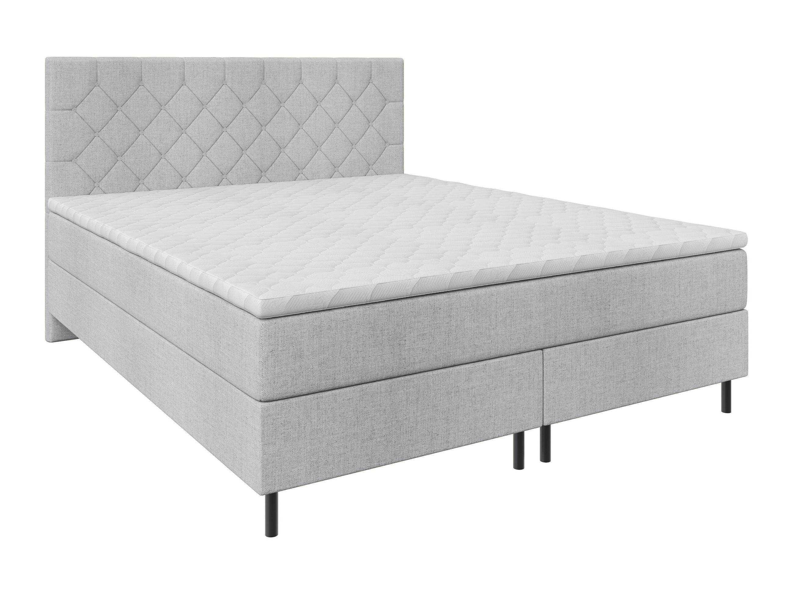 BOXSPRINGBETT 160/200 cm,  in Grau, Matratze, Topper, H2 + H2 = mittel  - Schwarz/Grau, KONVENTIONELL, Textil/Metall (160/200cm) - Chameo