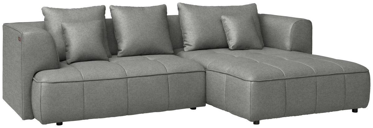 ECKSOFA Webstoff Grau  - Schwarz/Grau, Design, Kunststoff/Textil (288/188cm) - Welnova