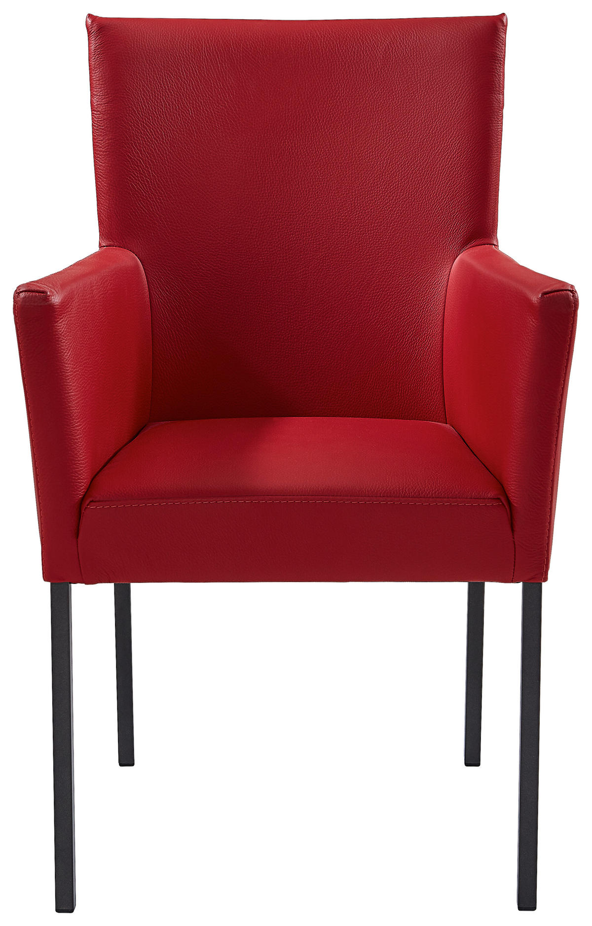 ARMLEHNSTUHL  in Echtleder pigmentiert  - Anthrazit/Rot, Design, Leder/Metall (59/91/65cm) - Musterring