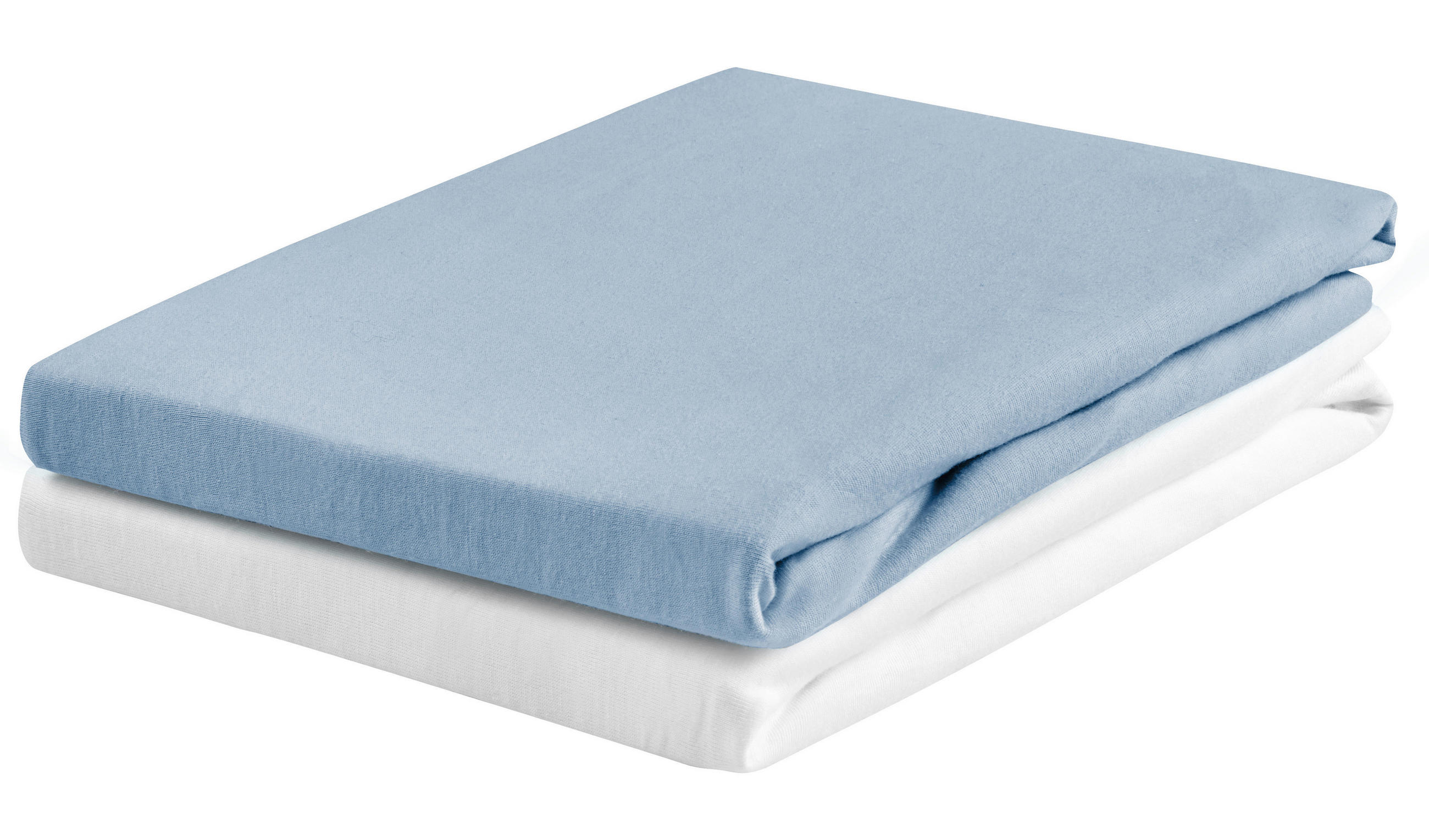 KINDERSPANNBETTTUCH 2er Set 60-70/120-140 cm   - Weiß/Hellblau, Basics, Textil (60-70/120-140cm) - My Baby Lou