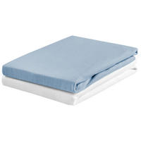 KINDERSPANNBETTTUCH 2er Set 60-70/120-140 cm   - Weiß/Hellblau, Basics, Textil (60-70/120-140cm) - My Baby Lou