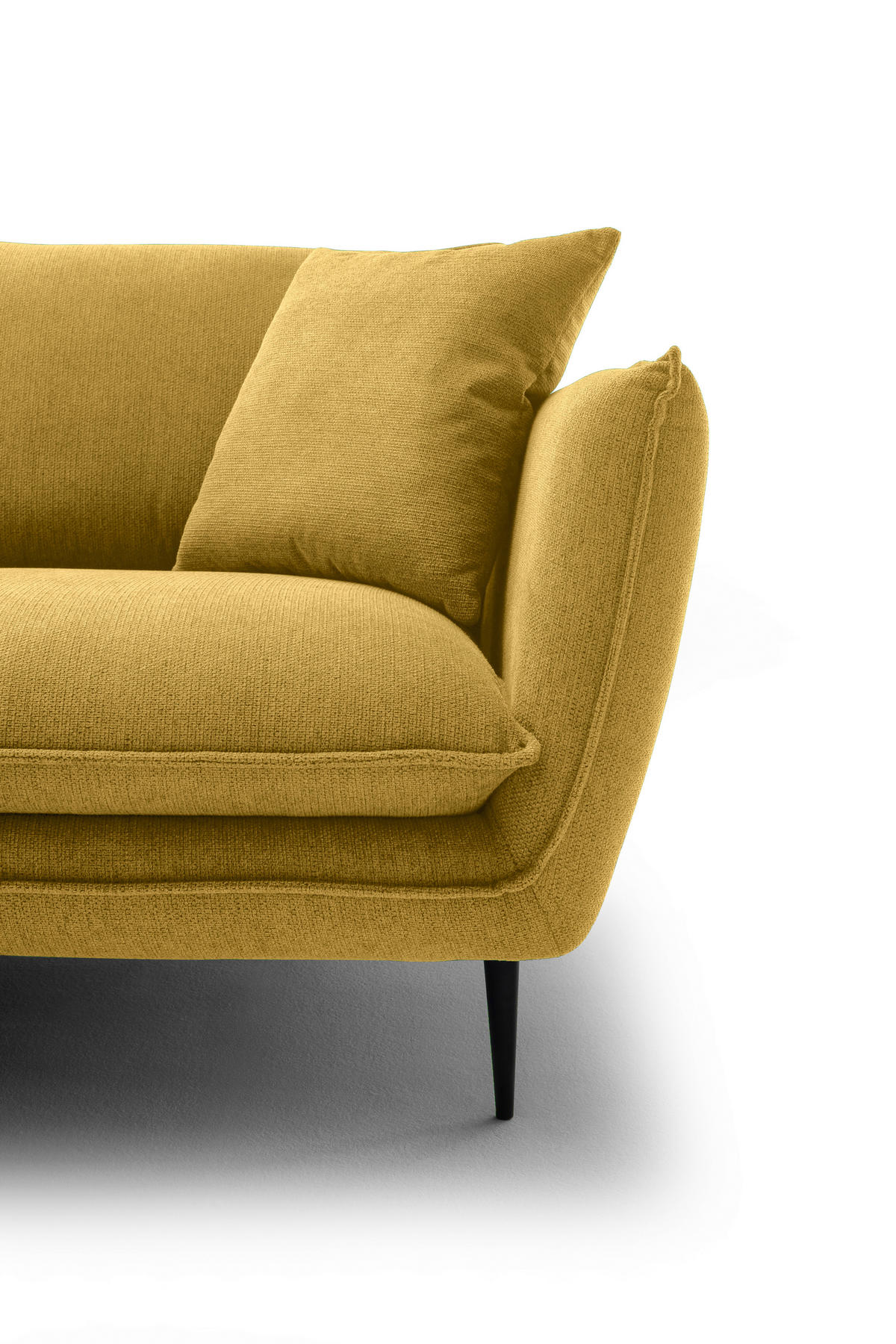 ECKSOFA Currygelb Webstoff  - Currygelb/Schwarz, KONVENTIONELL, Textil/Metall (196/304cm) - Hom`in