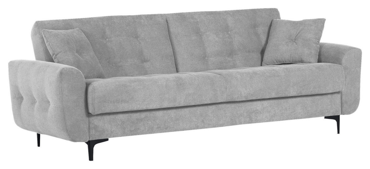 SCHLAFSOFA in Flachgewebe Hellgrau  - Hellgrau/Schwarz, Konventionell, Textil/Metall (230/84/95cm) - Livetastic