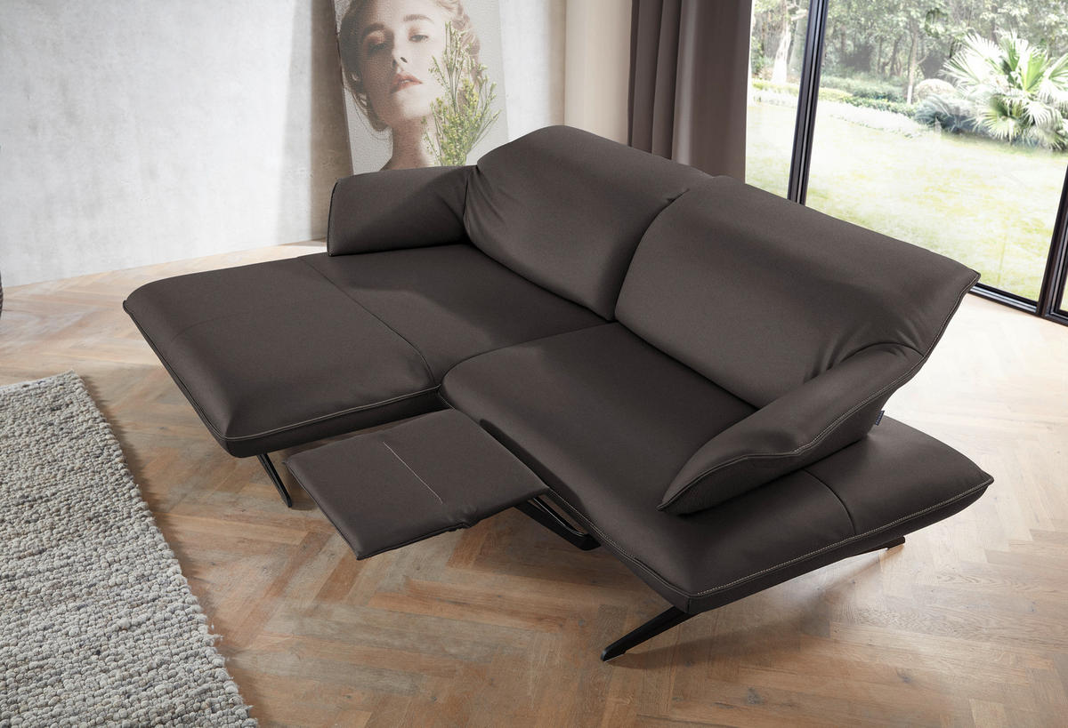 ECKSOFA in Echtleder Dunkelbraun  - Dunkelbraun/Beige, Design, Leder/Metall (169/252cm) - Koinor