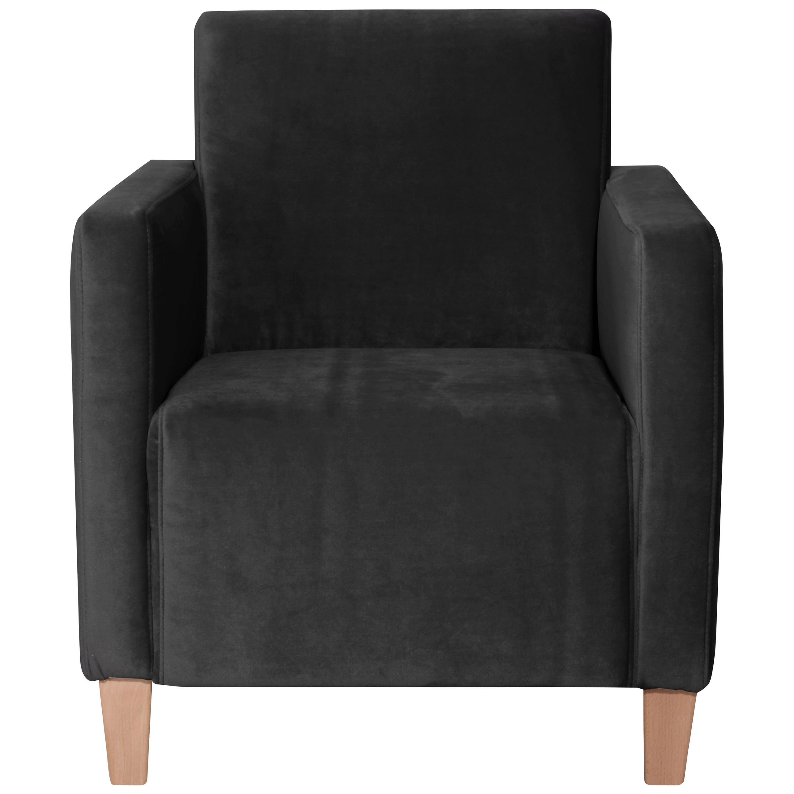 SESSEL in Samt, Velours Schwarz  - Schwarz/Naturfarben, Design, Holz/Textil (71/81/70cm) - Max Winzer