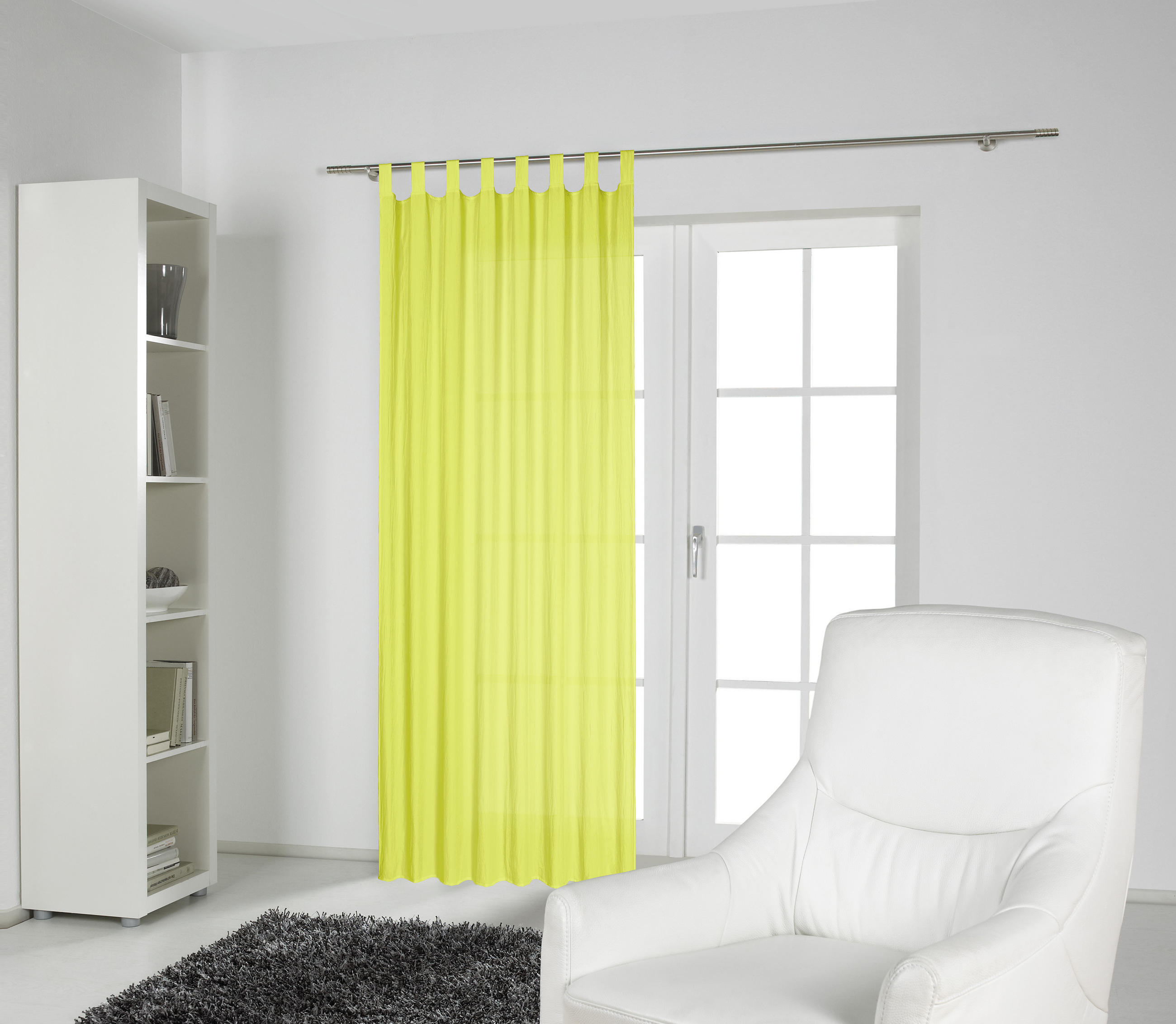 ZAVESA Z ZANKAMI POLO  pol prosojno  135/245 cm   - barve limete, Konvencionalno, tekstil (135/245cm) - Boxxx
