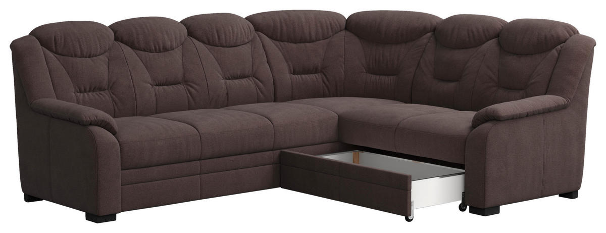 ECKSOFA in Chenille Braun  - Schwarz/Braun, Basics, Kunststoff/Textil (263/211cm) - MID.YOU