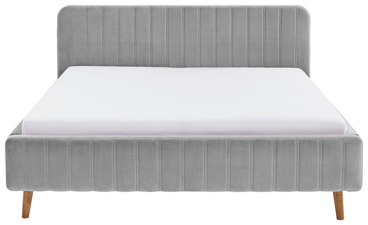 POLSTERBETT 180/200 cm,  in Grau,  - Eichefarben/Grau, MODERN, Holz/Textil (180/200cm) - Xora