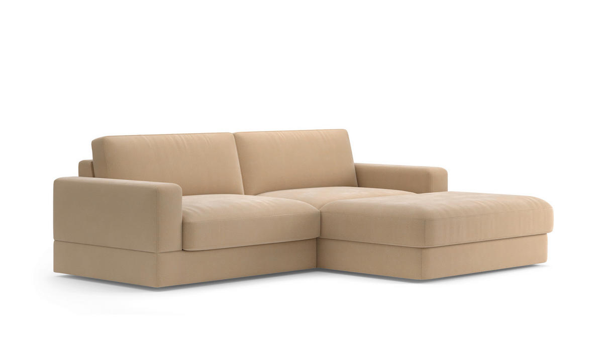 ECKSOFA FABIO E Sandfarben Mikrofaser  - Sandfarben/Schwarz, MODERN, Kunststoff/Textil (264/196cm) - Sit & More
