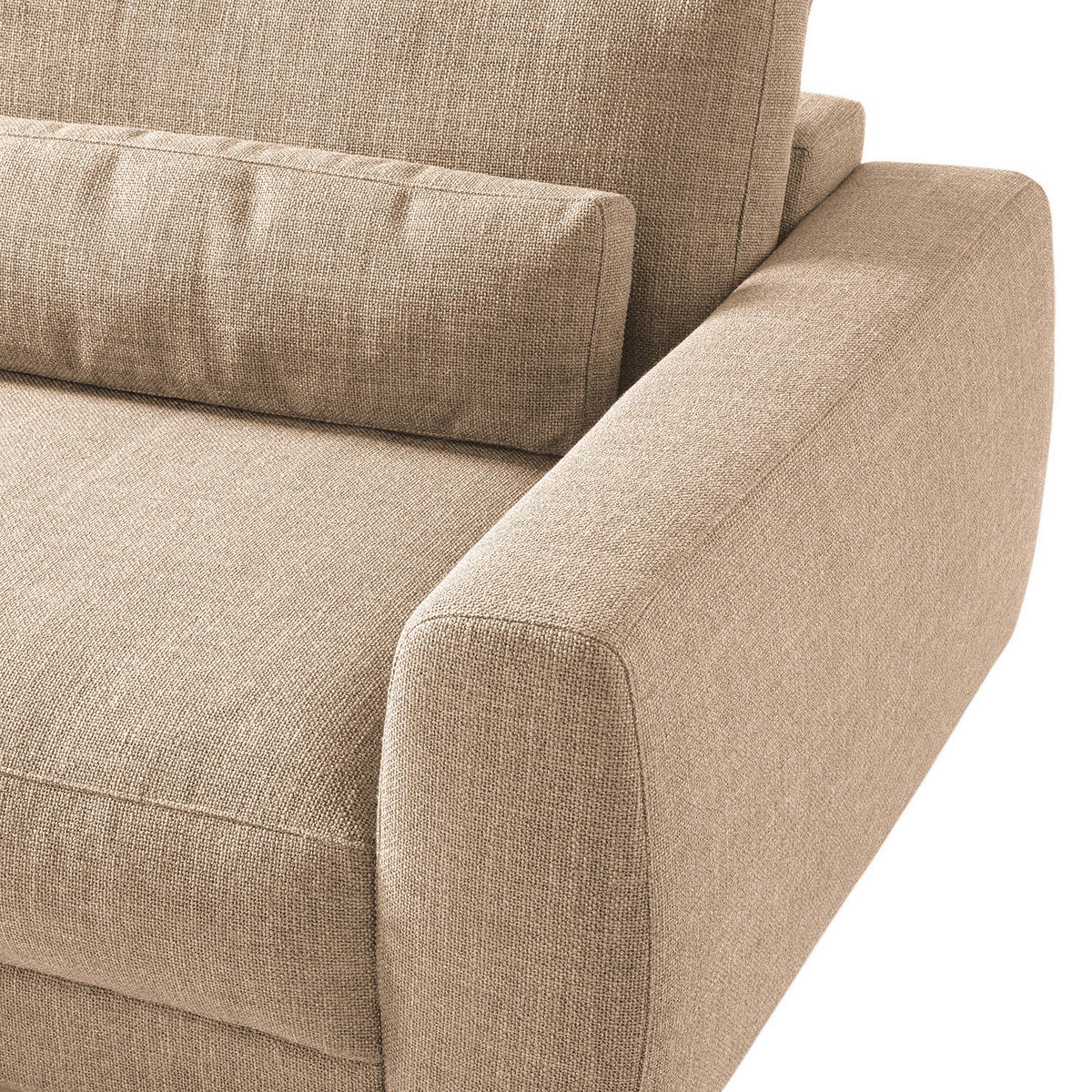 3-SITZER-SOFA Webstoff Beige  - Beige/Schwarz, Design, Kunststoff/Textil (250/80/117cm) - home24