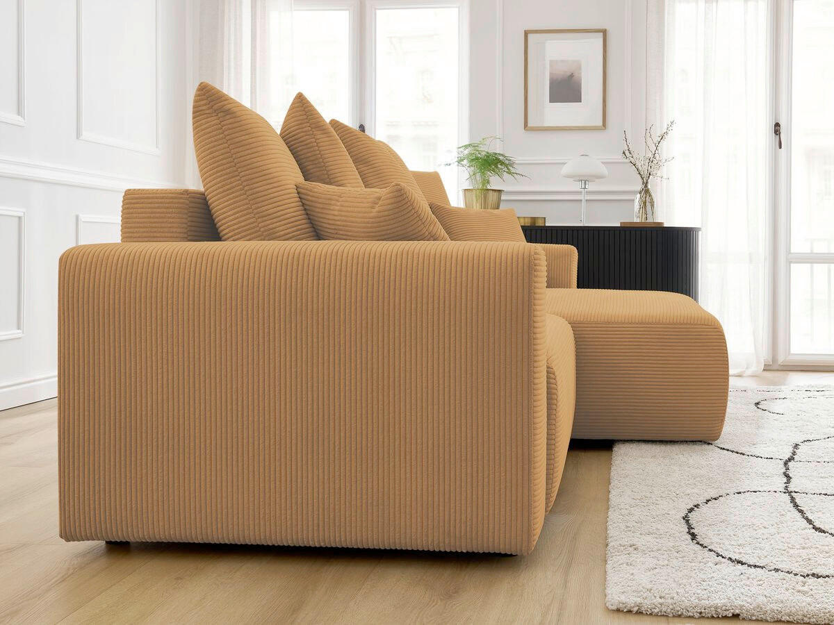 ECKSOFA Ottomane rechts  ATILLA Gelb Cord  - Gelb/Schwarz, MODERN, Kunststoff/Textil (244/149cm)