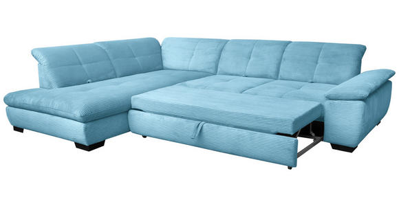 ECKSOFA in Cord Blau  - Blau/Schwarz, Design, Textil/Metall (242/313cm) - Xora