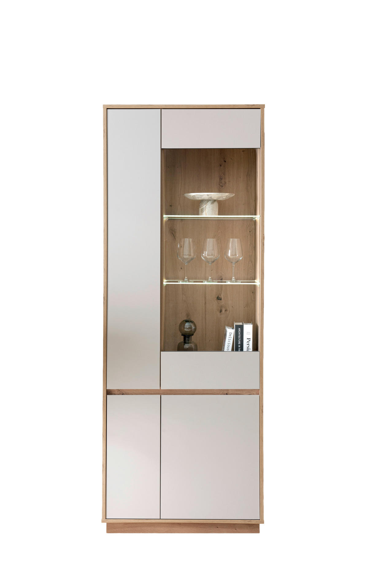 VITRINE  in Eiche Artisan, Kaschmir - Kaschmir/Eiche Artisan, Design, Glas/Holzwerkstoff (75/205/40cm) - MID.YOU