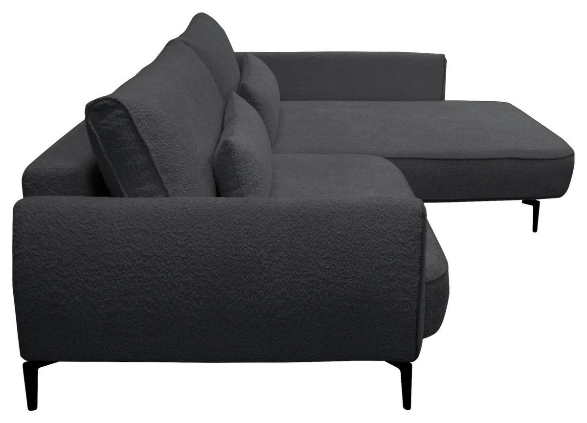 ECKSOFA Dunkelgrau Bouclé  - Dunkelgrau/Creme, Design, Textil/Metall (273/204cm) - MID.YOU