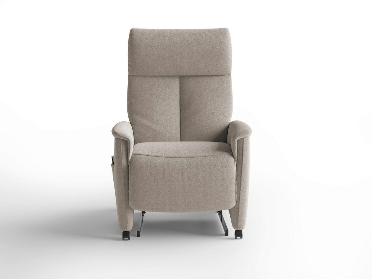 RELAXSESSEL TV CREMONA COMFORT E L3 Chenille Kopfteilverstellung, Fußteilverstellung, Rücken echt    - Taupe/Schwarz, Basics, Kunststoff/Textil (76/114/84cm) - Sit & More