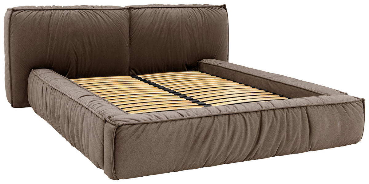 POLSTERBETT Bettkasten, Lattenrost 180/200 cm  in Taupe  - Taupe/Schwarz, Design, Holz/Textil (180/200cm) - Boxxx