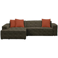 ECKSOFA  in Chenille Olivgrün Zierkissen   - Rostfarben/Schwarz, KONVENTIONELL, Kunststoff/Textil (188/280cm) - Carryhome