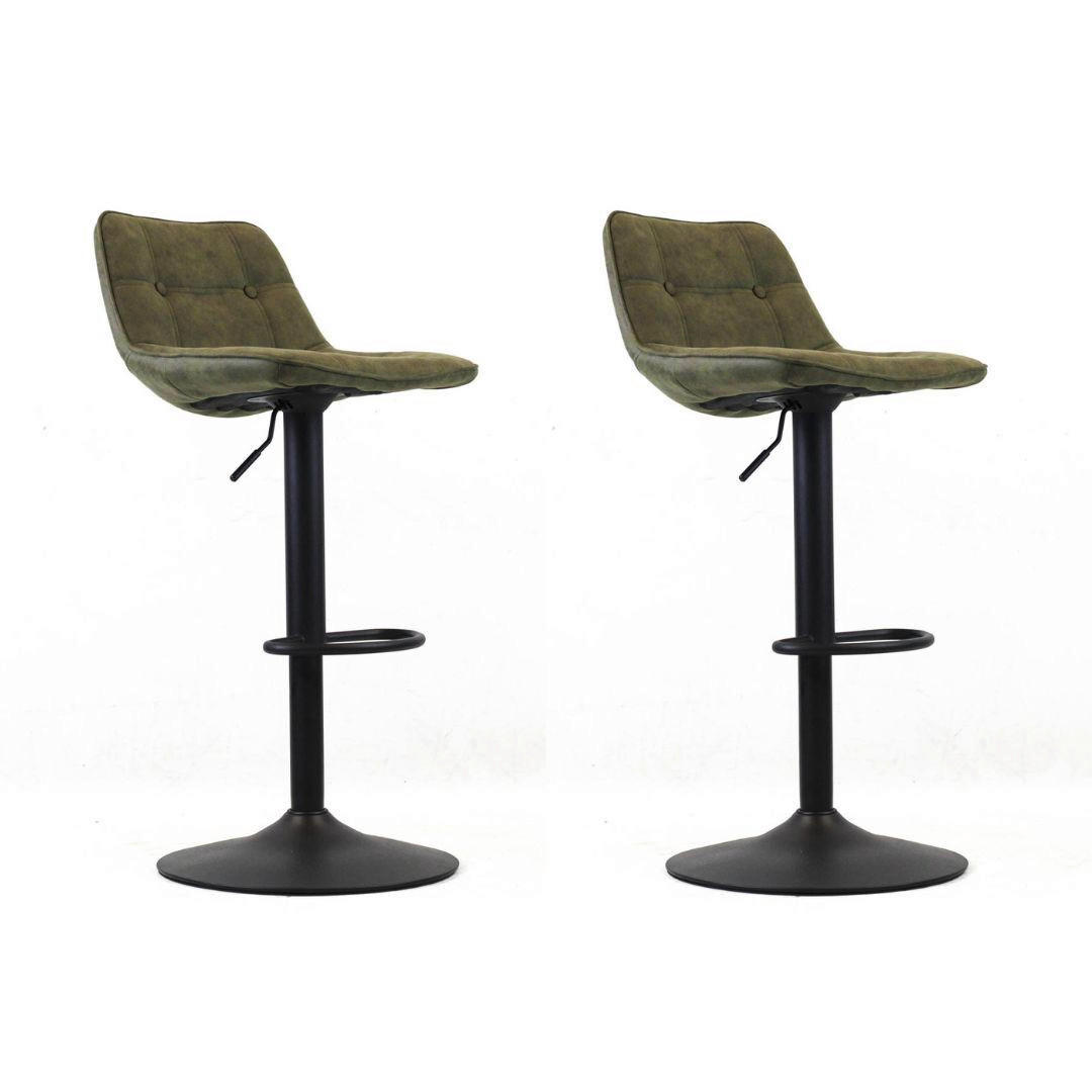BARHOCKER-SET Mikrofaser Grün gastro- und objekttauglich, Sitzfläche 360° drehbar  - Schwarz/Grün, MODERN, Textil/Metall (47/87/45cm) - MID.YOU