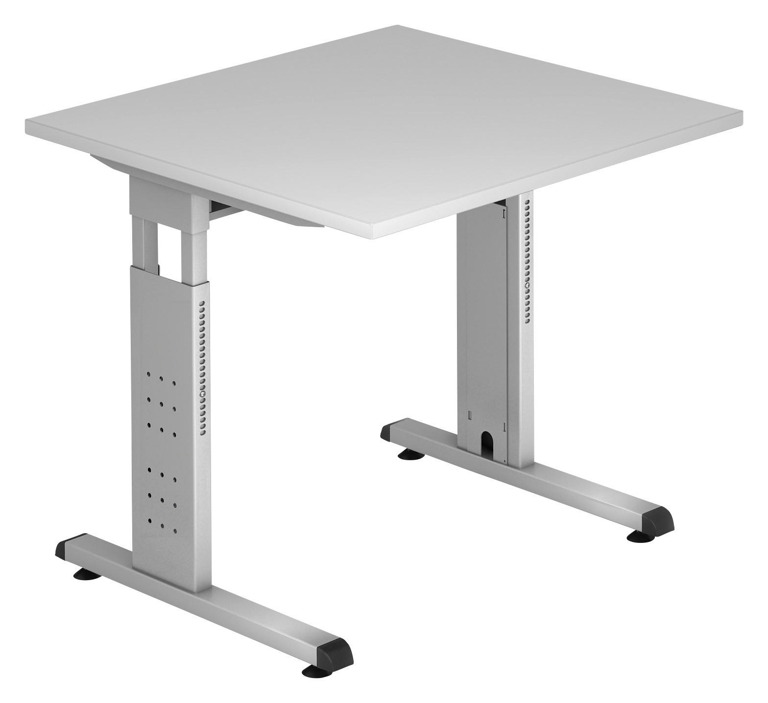 SCHREIBTISCH höhenverstellbar  - Silberfarben/Grau, KONVENTIONELL, Holzwerkstoff/Metall (80/80/65-85cm) - Venda