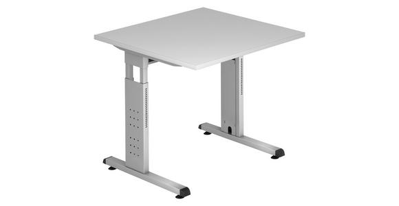 SCHREIBTISCH höhenverstellbar  - Silberfarben/Grau, KONVENTIONELL, Holzwerkstoff/Metall (80/80/65-85cm) - Venda