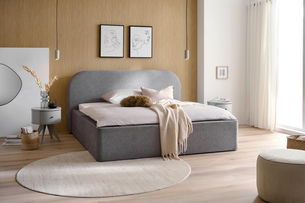POLSTERBETT 160/200 cm  in Grau  - Schwarz/Grau, Design, Textil (160/200cm) - Boxxx