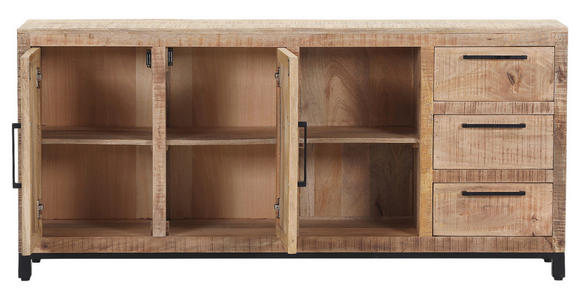 SIDEBOARD RIO  in 175/80/40 cm  - Schwarz/Naturfarben, Design, Holz/Metall (175/80/40cm) - Landscape