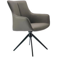 STOL MED ARMSTÖD järn äkta läder pigmenterad  - grå/svart, Design, metall/läder (64/87/60cm) - Novel