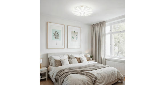 LED-DECKENLEUCHTE 55/7,5 cm   - Opal/Weiß, Design, Kunststoff/Metall (55/7,5cm) - Novel