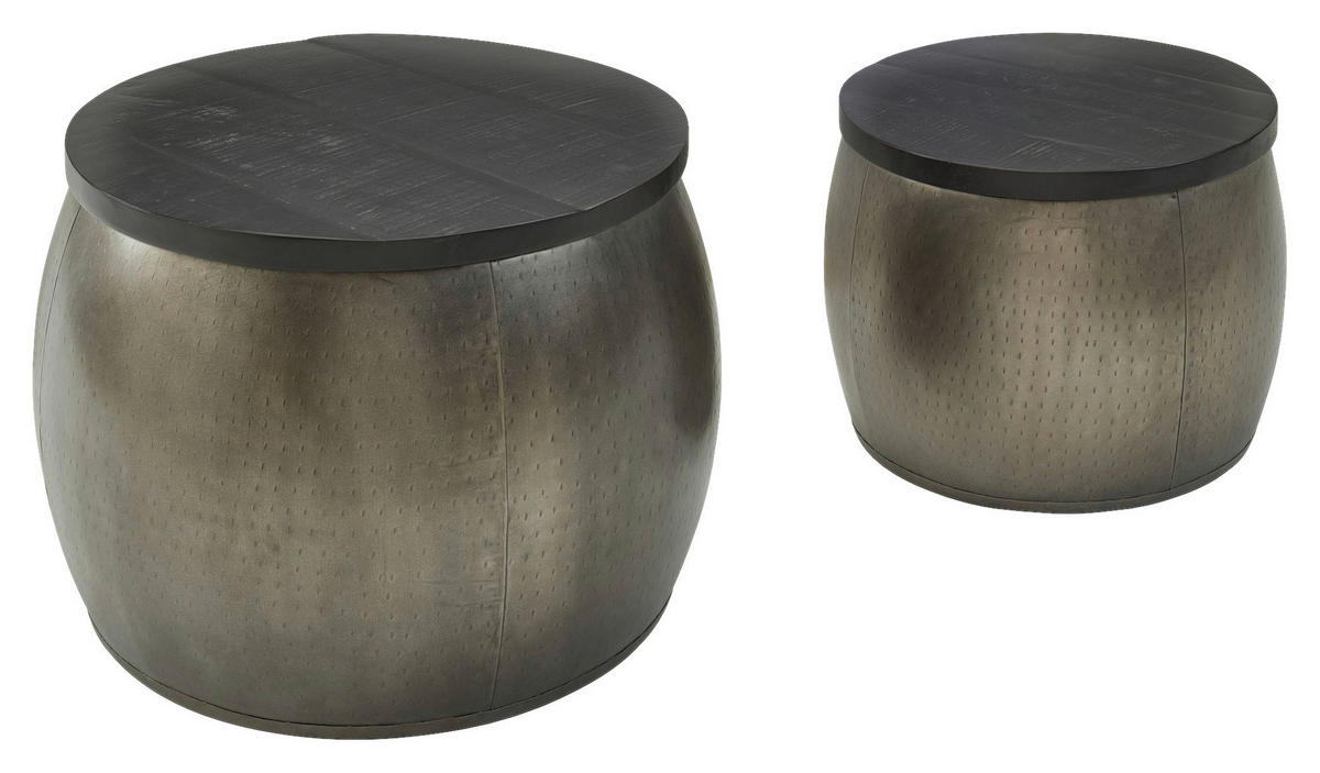 SADA KONFERENČNÍCH STOLKŮ, barvy stříbra, dřevo, 55/55/45 cm - barvy stříbra, Moderní, kov/dřevo (55/55/45cm) - MID.YOU