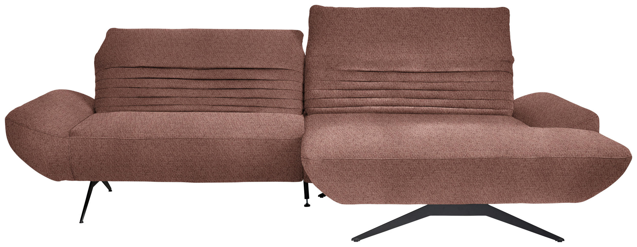 ECKSOFA in Chenille Rotbraun  280/170-195 cm  - Rotbraun/Schwarz, Design, Textil/Metall (280/170-195cm) - Dieter Knoll