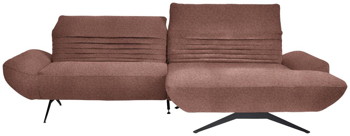 ECKSOFA in Chenille Rotbraun  280/170-195 cm  - Rotbraun/Schwarz, Design, Textil/Metall (280/170-195cm) - Dieter Knoll