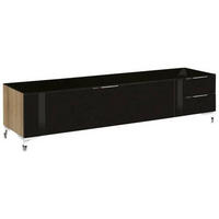 LOWBOARD  in 180/43/46 cm  - Chromfarben/Eichefarben, Design, Glas/Holzwerkstoff (180/43/46cm)
