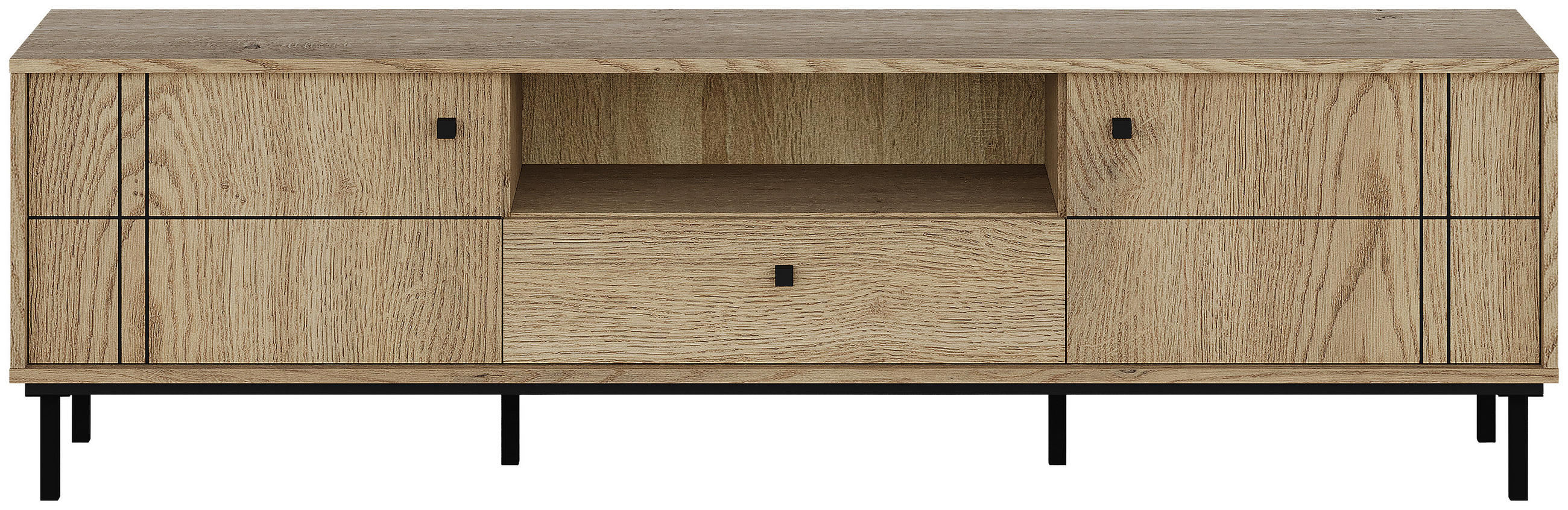 LOWBOARD  in 170/49,2/37 cm  - Eichefarben/Schwarz, MODERN, Holzwerkstoff/Kunststoff (170/49,2/37cm) - Carryhome