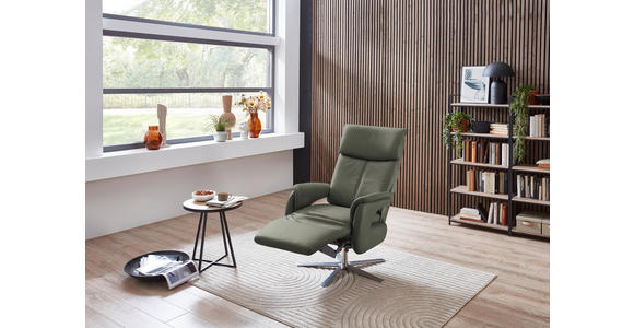RELAXSESSEL in Leder Grau - Edelstahlfarben/Grau, Design, Leder/Metall (70/124/85cm) - Cantus