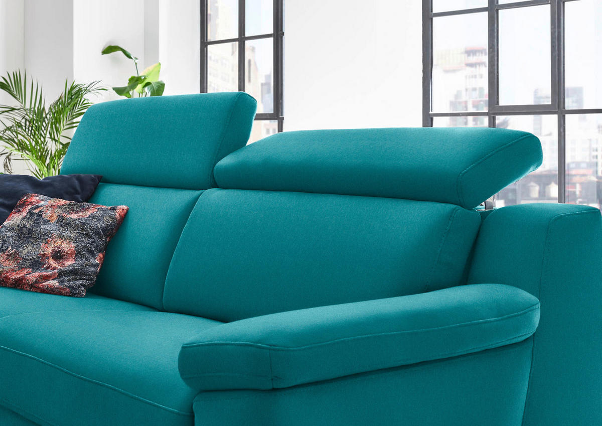 3-SITZER-SOFA in Chenille Petrol  - Petrol/Schwarz, Design, Textil/Metall (230/104/104cm) - Valdera