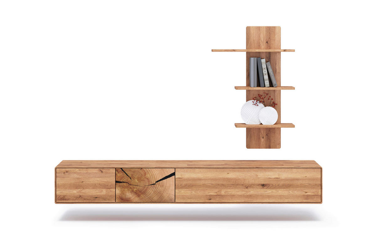 WOHNWAND 2-teilig  in Wildeiche  220/136,5/40 cm  - Wildeiche, Basics, Holz (220/136,5/40cm) - Livetastic