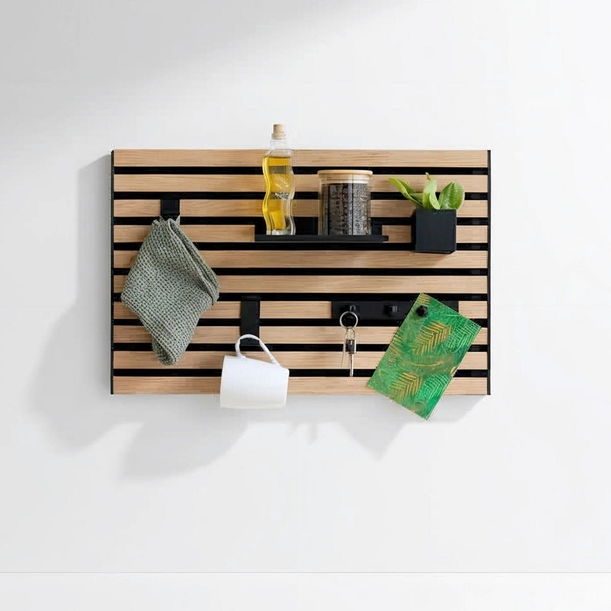 KÜCHEN-ORGANIZER-SET  - Schwarz/Braun, Basics, Holzwerkstoff/Metall (60/40/2cm)