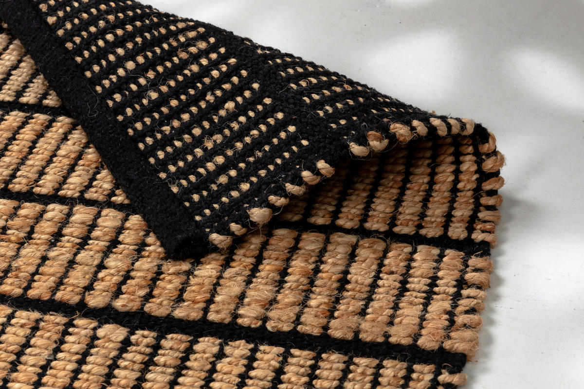 HANDWEBTEPPICH 60/110 cm Nalaya Schwarz rechteckig  - Schwarz, Basics, Textil (60/110cm) - Schöner Wohnen