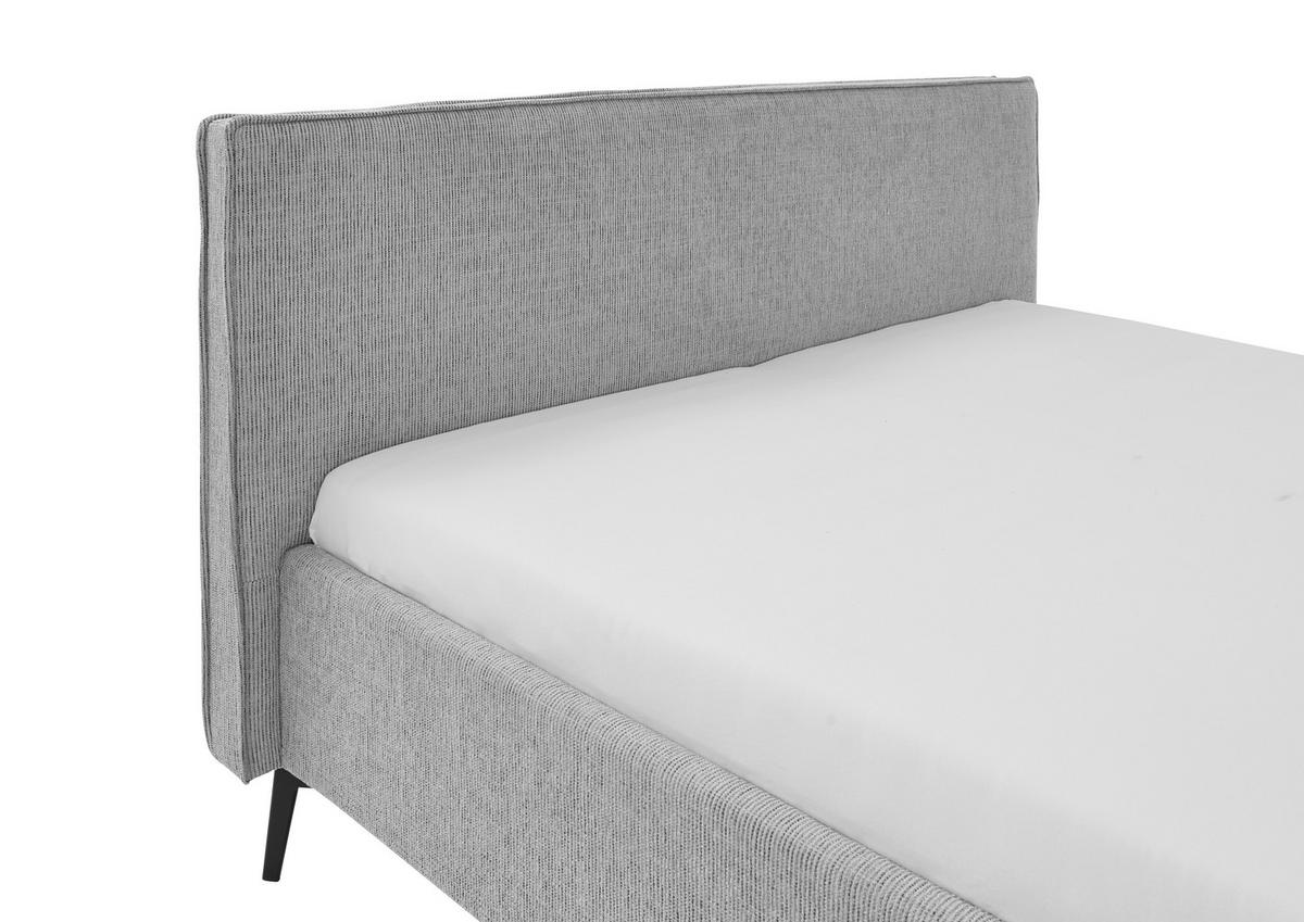 POLSTERBETT 160/200 cm  in Hellgrau  - Hellgrau/Schwarz, Design, Textil/Metall (160/200cm) - home24
