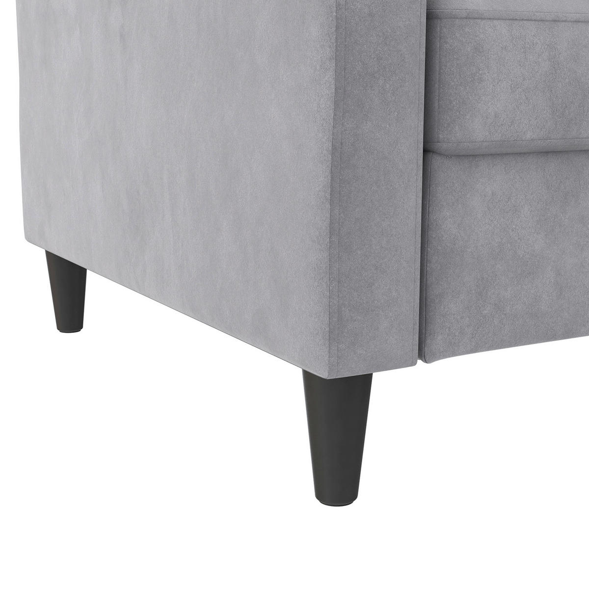 SCHLAFSOFA HANNOVER in Samt Grau Vintage, Skandinavisch, Modern  - Schwarz/Grau, Basics, Kunststoff/Textil (203/82/83cm) - Livetastic