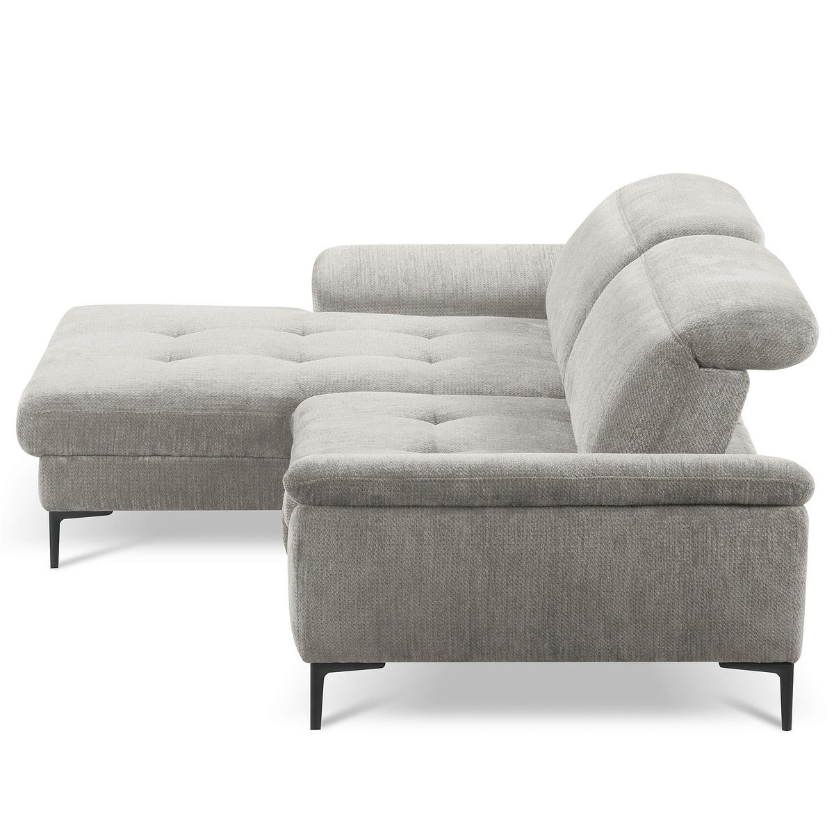 ECKSOFA  Webstoff Grau  - Schwarz/Grau, Design, Textil/Metall (195/268cm) - Livetastic
