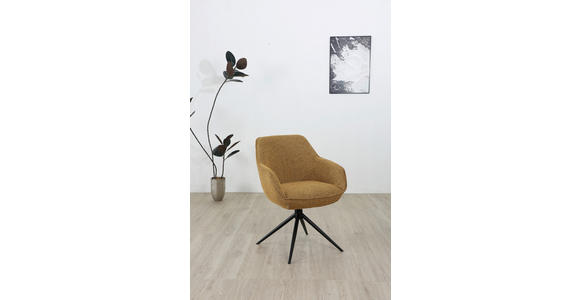 ARMLEHNSTUHL in Eisen Leinenoptik - Schwarz/Orange, Design, Textil/Metall (64/84/61cm) - Novel