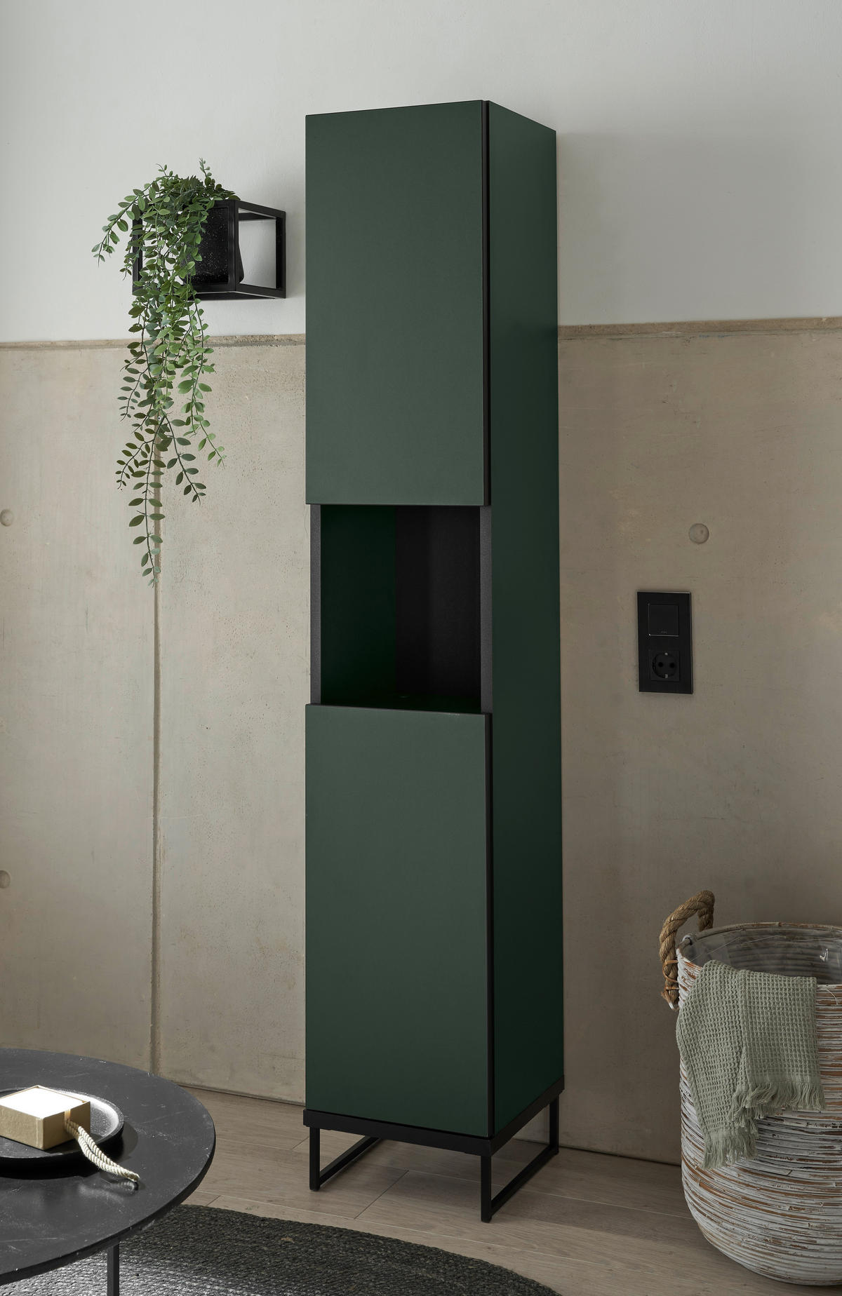 HOCHSCHRANK 30/162/31 cm  - Schwarz/Grün, Basics, Holzwerkstoff/Metall (30/162/31cm) - MID.YOU