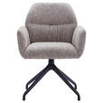 ARMLEHNSTUHL  Sitzfläche 360° drehbar, automatische Rückholfunktion Leinenoptik  - Beige/Schwarz, Design, Textil/Metall (62/89/63cm) - Dieter Knoll